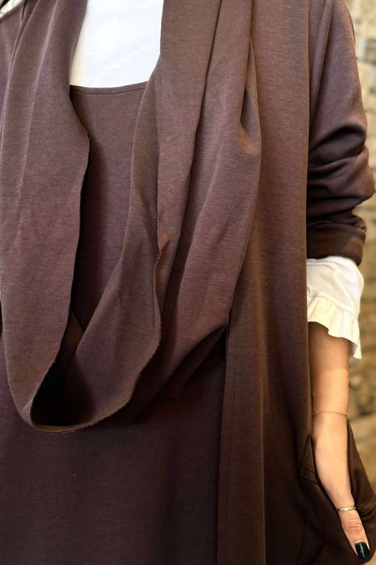 Sola Smart Tech Cowl Cocoon Dress Chocolate